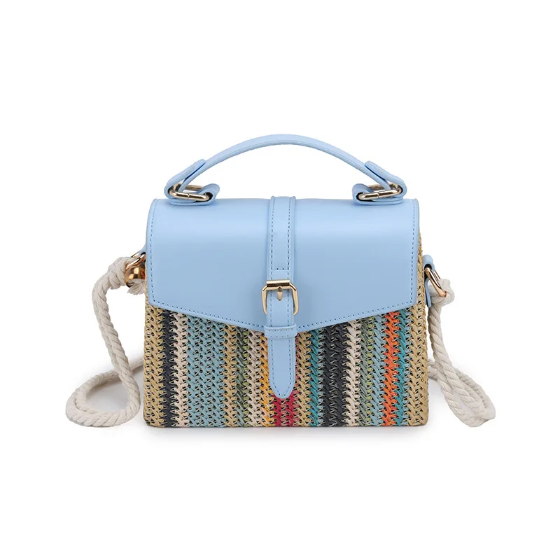 

Knitted bag for women, new fashion grass woven box bag, high-end feeling, women's shoulder crossbody bag