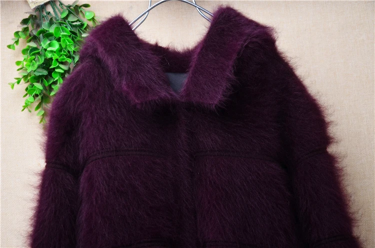 1.4KG Heavy Thick Female Women Autumn Winter Clothing Hairy Mink Cashmere Knitted Long Sleeves Slim Long Sweater Cardigans Coat