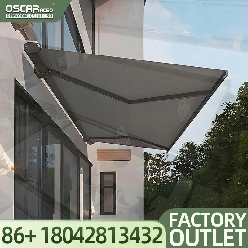 Wholesale Retractable Roller Awning Motorized Sun Shades Rain Cover Aluminum Frame PVC Finish Patio Garden Outdoor Use Retractab