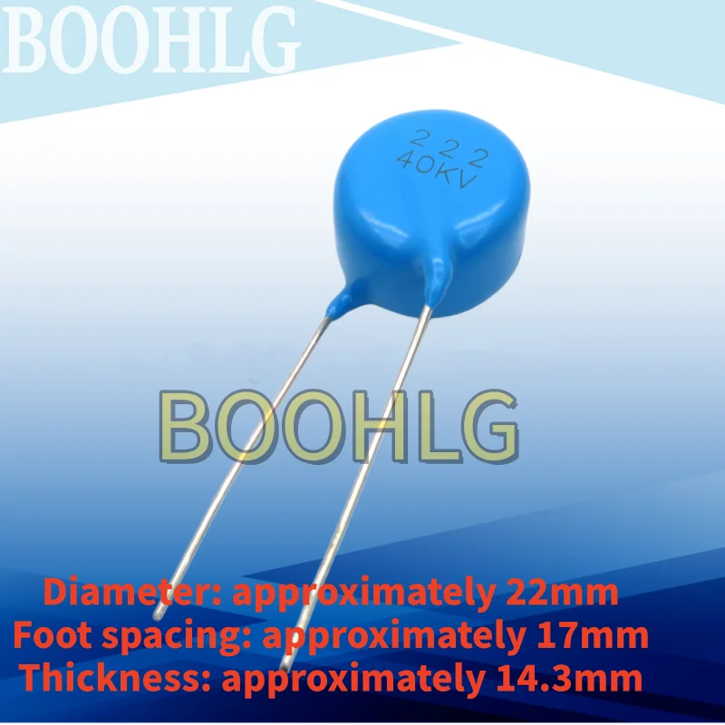1pcs New and Original 50KV 2.2NF 40KV Porcelain Dielectric 50KV 222 2200pF High-Voltage Porcelain Capacitor Blue
