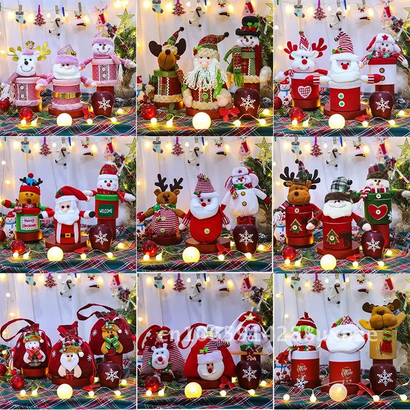 

Cute Old Man Apple Christmas Gift Bag Eco-Friendly Cloth Tote for Christmas Eve Candy Decoration Children's Party Favor