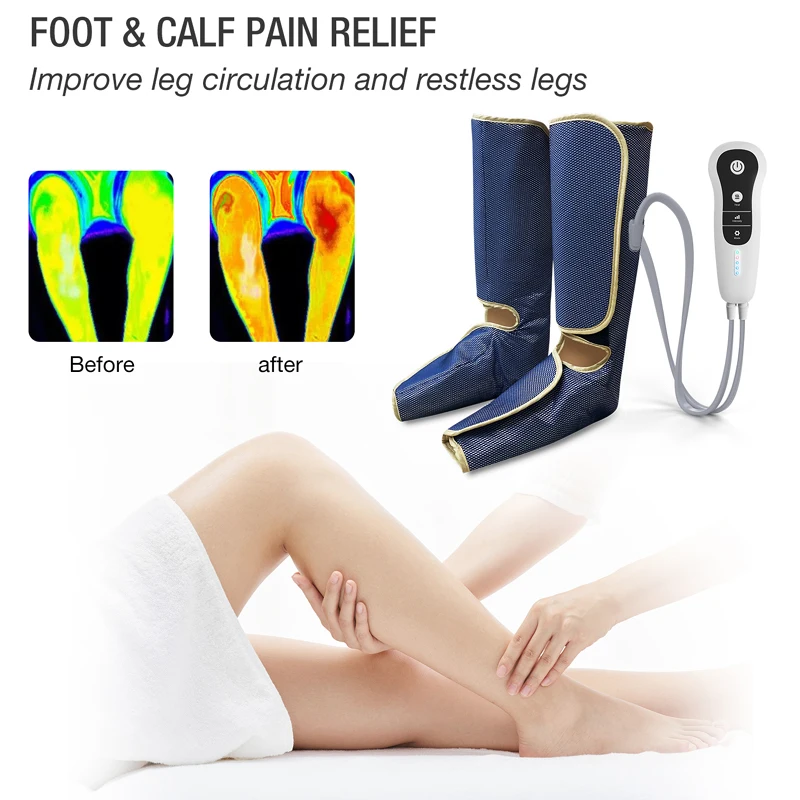 Leg Air Compression Massager Muscle Relaxation Leg Foot Heating Lymphatic Drainage Device Promote Blood Circulation Pain Relief