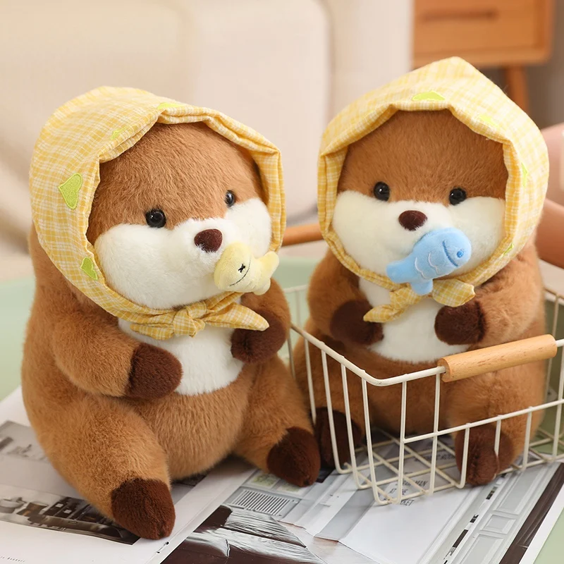 Kawaii Capybara Plush Doll A Gentleman Holding A Fish Capybara Wearing A Turban Plush Toy Adorn Bedroom Sofa For Boys And Girls