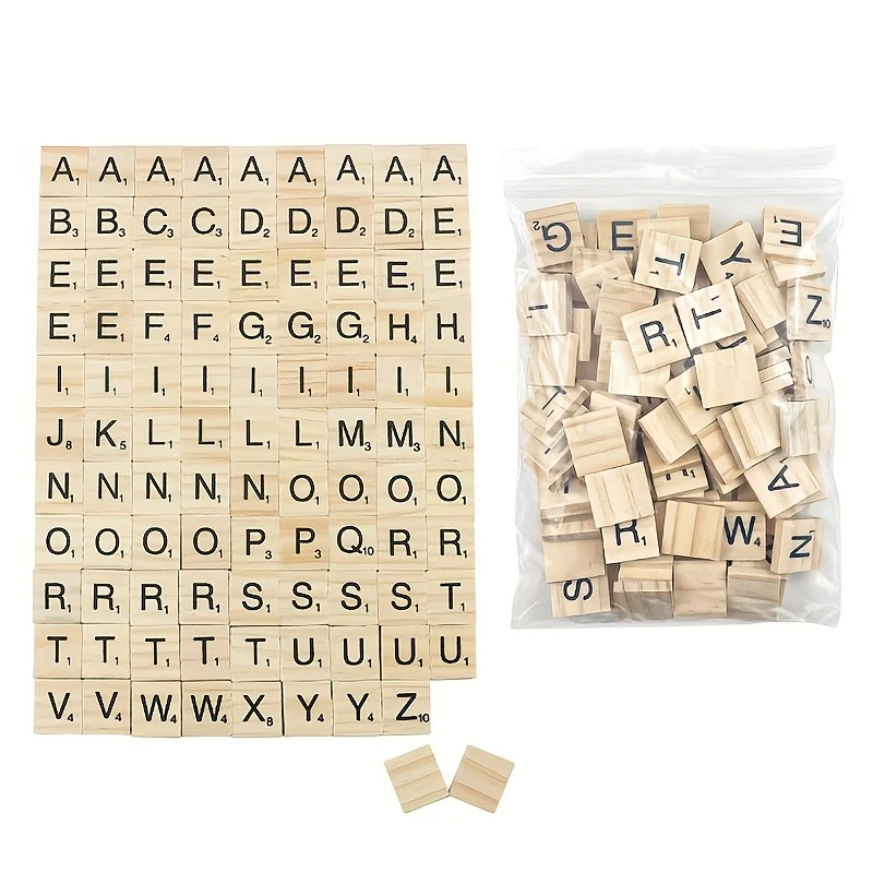 100pcs Wooden Alphabet Letters  Educational Letter Blocks Literacy Tools - Smooth Finish Rounded Edges, Language Development