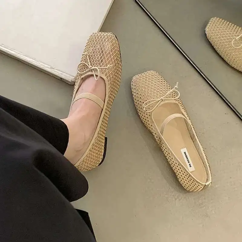 

Fashion Mesh Breathable Ladies Flats Mary Janes Shoes New In Spring Summer Female Slip On Footwear Shallow Women Flats Shoes