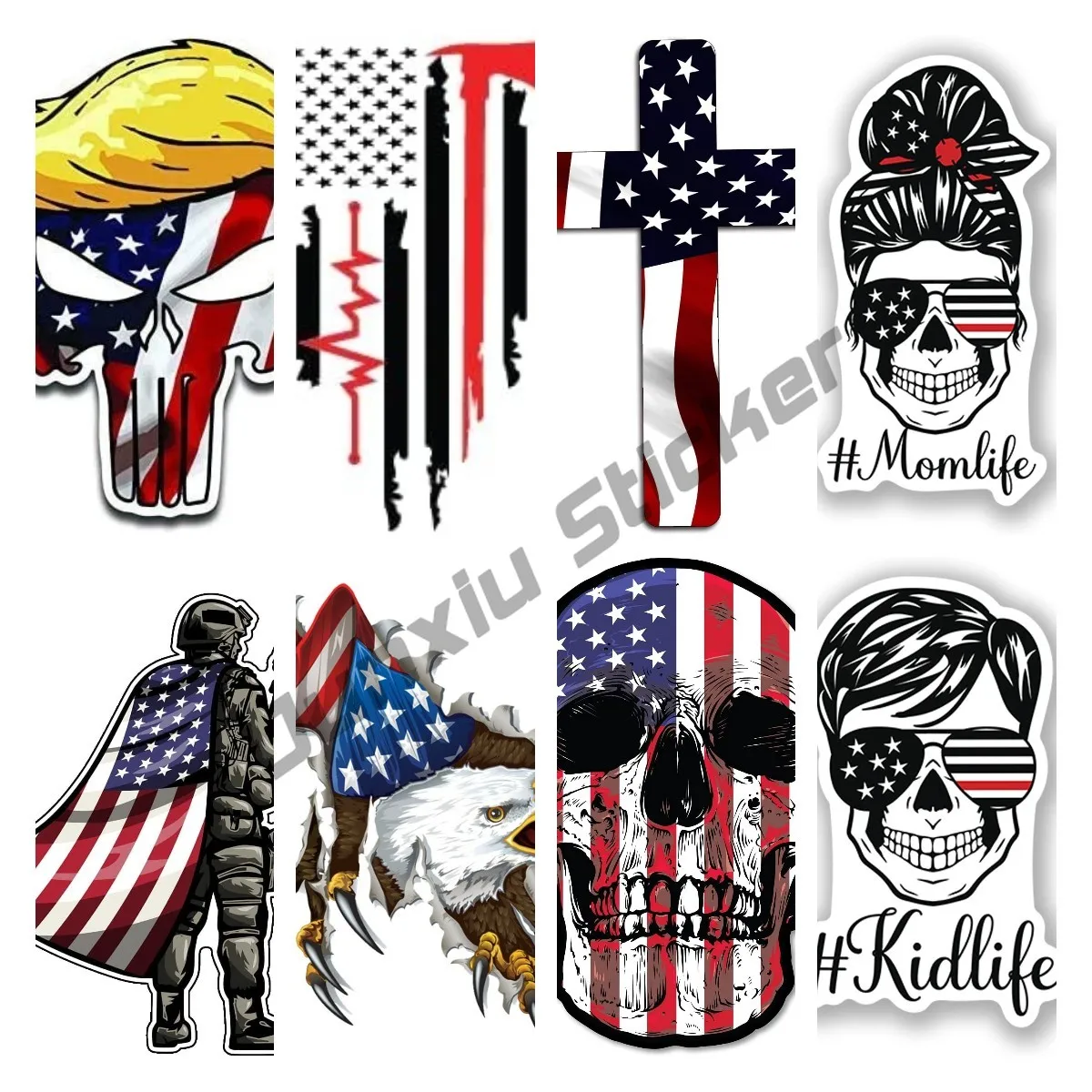 American Flag Vinyl Sticker Decal for Car Truck SUV Van Window Bumper Wall Laptop MacBook Tablet Cup Tumbler