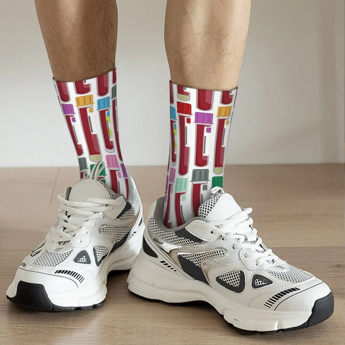 Phlebotomy Blood Tubes Socks Harajuku Super Soft Stockings All Season Long Socks Accessories for Unisex Birthday Present