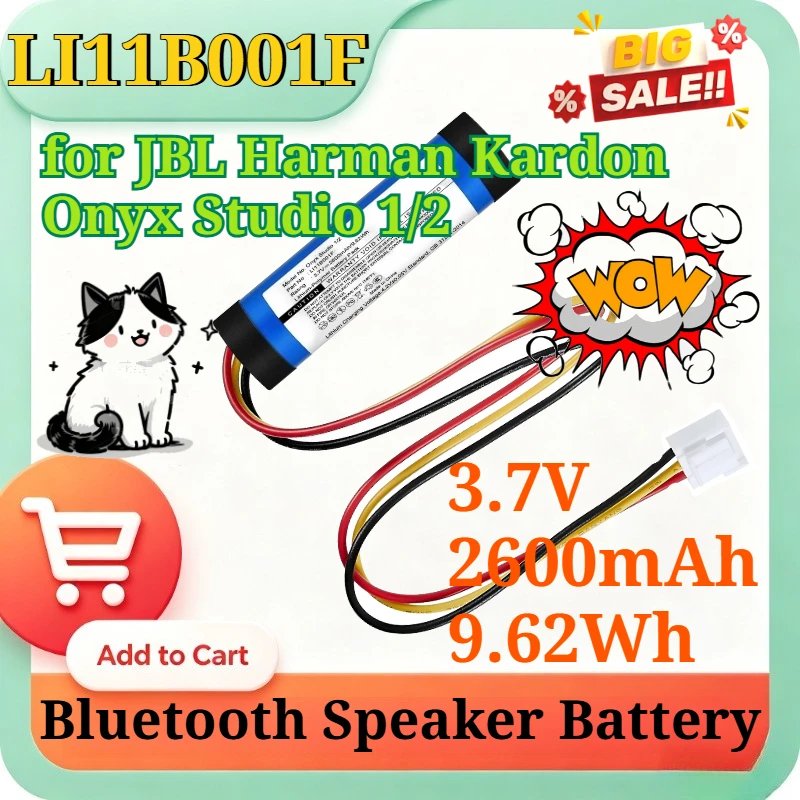 New LI11B001F CPL-598 3.7V 2600mAh 9.62Wh Li-Polymer Replacement Battery for JBL Harman Kardon Onyx Studio 1/2 Bluetooth Speaker