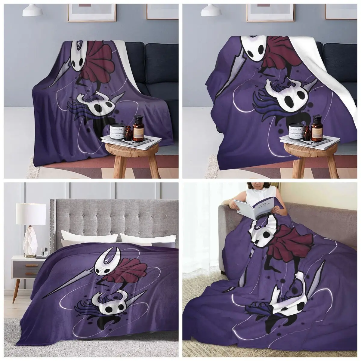 Anime Game Hollow Knight Blanket Soft Warm Flannel Throw Blanket Cover for Bed Travel Home Sofa