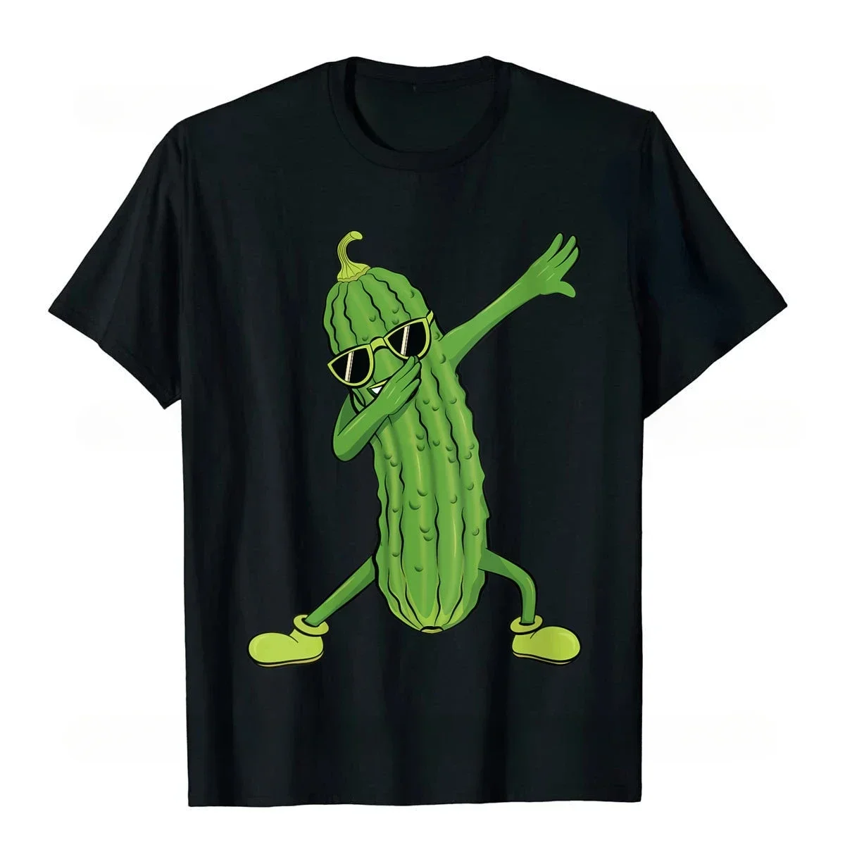 Dabbing Pickle Dancing Cucumber Lover Funny Gifts T-Shirt Round Collar Summer Fitness TightCamisa Tops Shirt Plain Men T Shirts