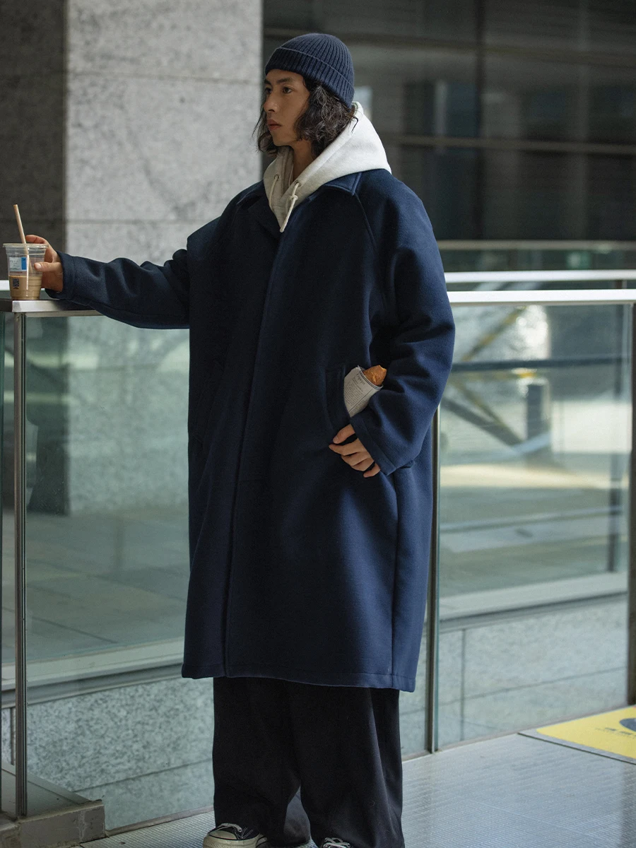 

Японское шерстяное пальто NOEARS в стиле колледж, удлиненное, утепленное, с отложным воротником, модель Barma Ken