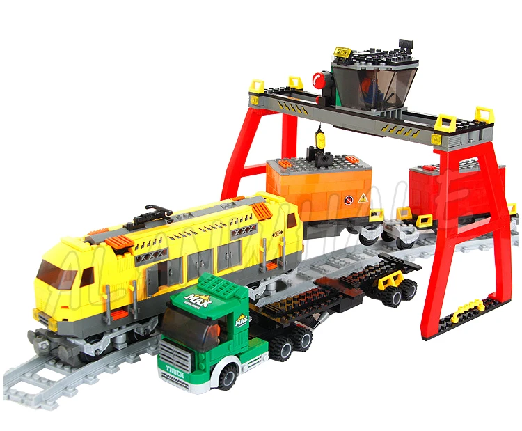 791pcs City Trains Cargo Container Truck Crane Tank Wagon Auto Carrier 25004 Building Blocks Sets Compatible With Model