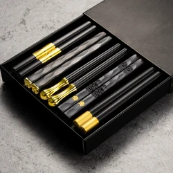 5 Pairs Japanese Chinese Chopsticks Sushi Non-slip Sticks Reusable Metal Korean Chopsticks Set Healthy Alloy Tableware set