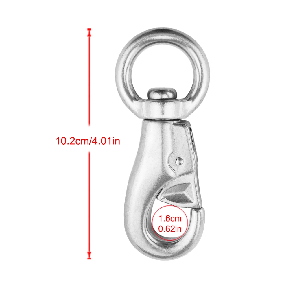 Swivel Snap Hook 4-inch 16mm Latch Heavy Duty Safe Rotary Shackle Surfing Fishing Boat Rigging Hardware Accessories