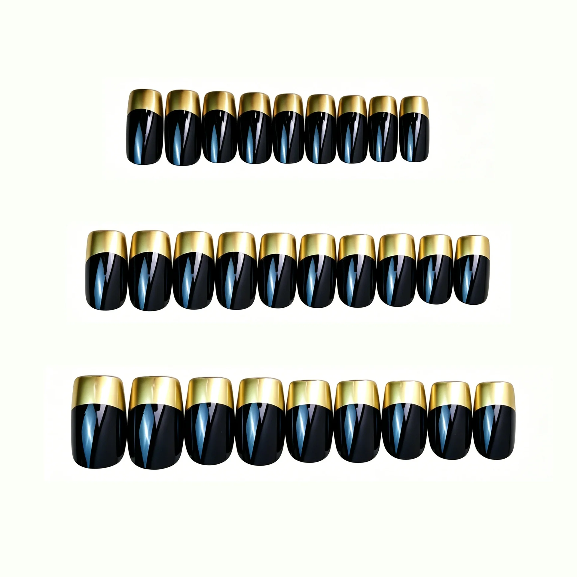 2026New 24-piece nail art pieces - European-style tomboyish dark-colored classic French-style medium-long rectangular fake nails
