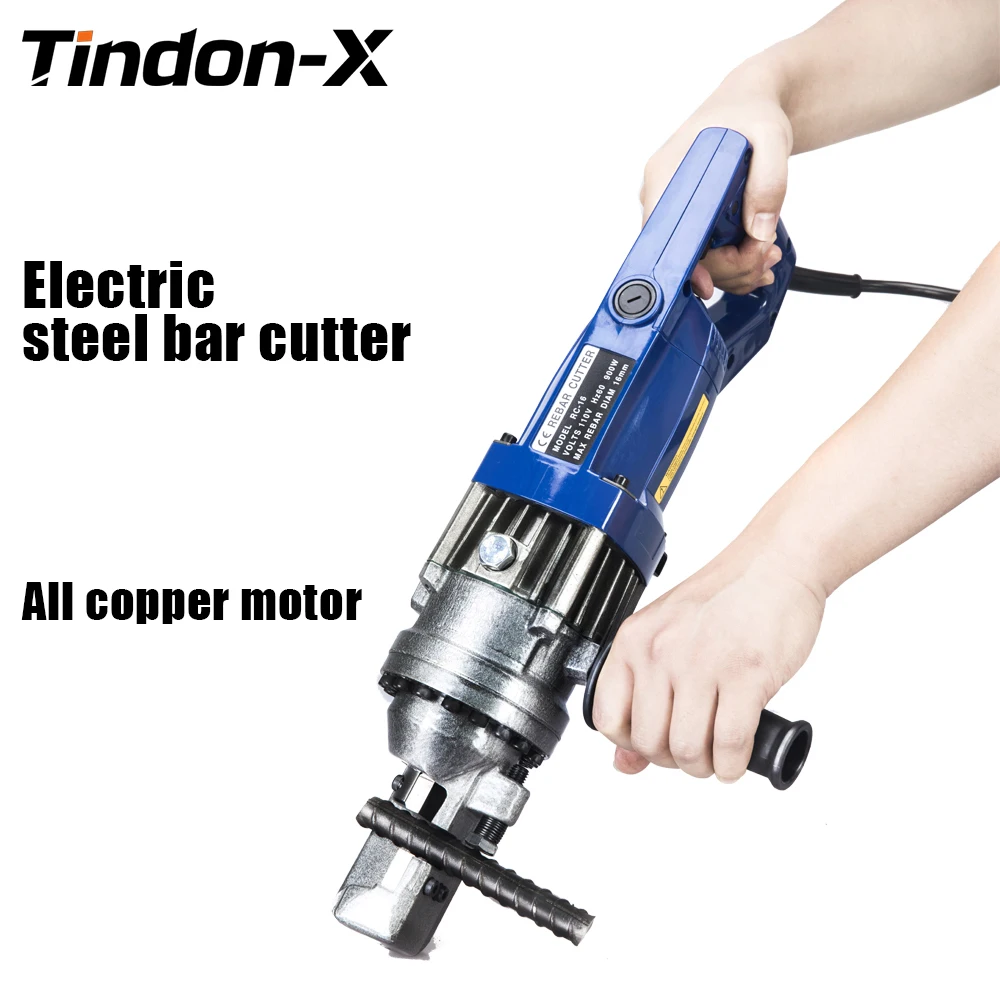TINDON-X RC-16 Портативный гидравлический резак арматуры 1300 Вт, станок для резки стальных стержней 4-16 мм, 110 В/220 В, портативный для строительства