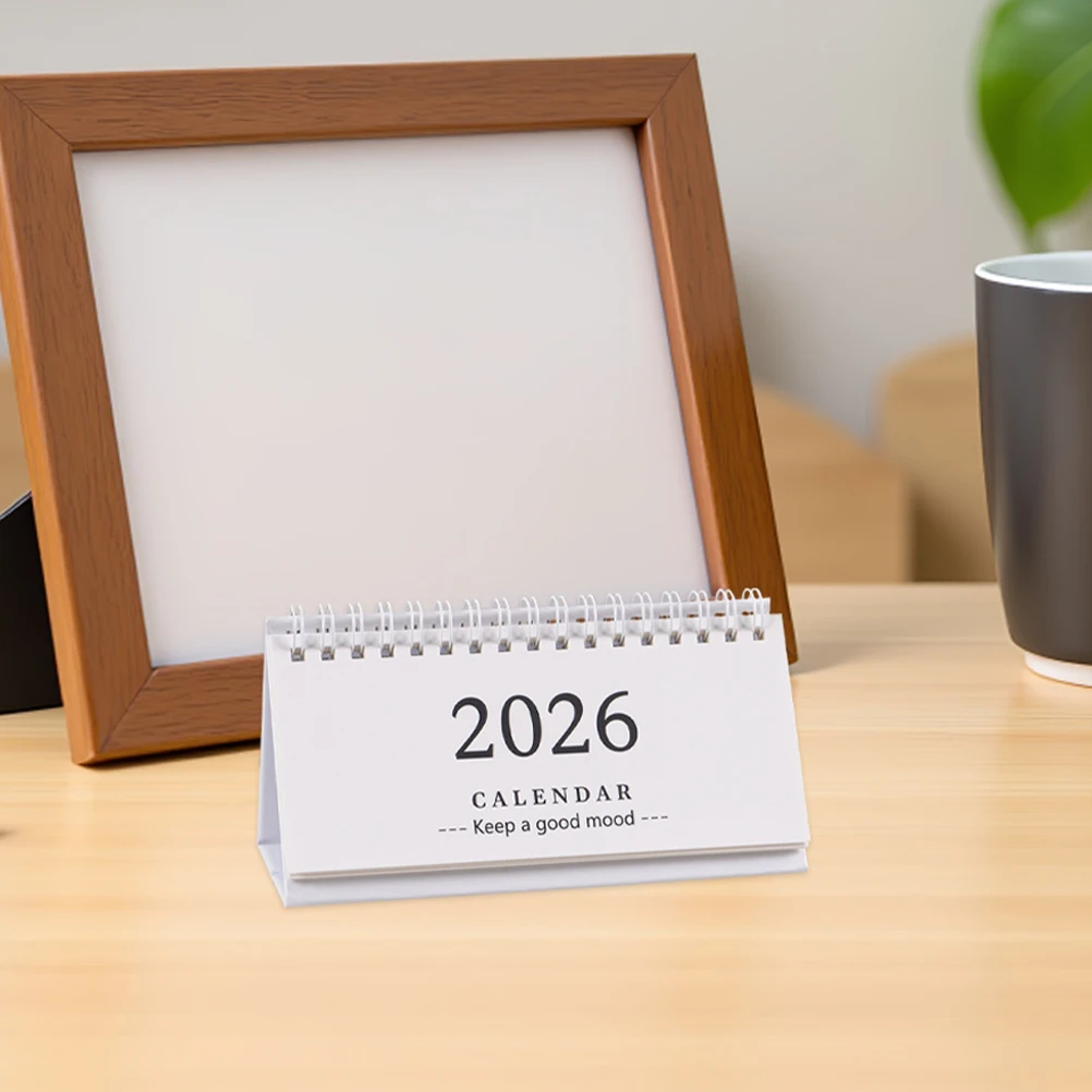 

4pcs Long Desk Calendar 2026 English Monthly Metal Office Small Standing Elegant Planner for Home Study Family Students