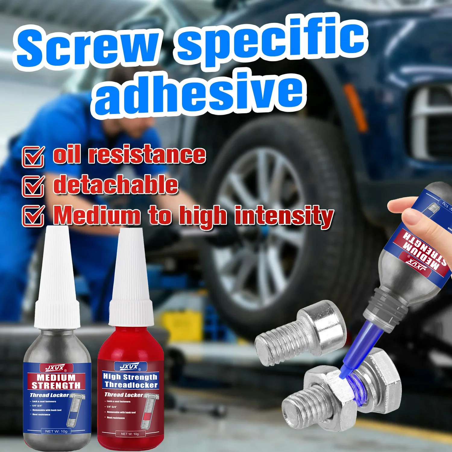 

Threadlocker High-Temperature Resistant Removable Thread Lock Blue & Red6pcs Universal Anaerobic Anti-loose Fastening Sealant Quickly Cured Thread Locking Agent Sealant for Screws.