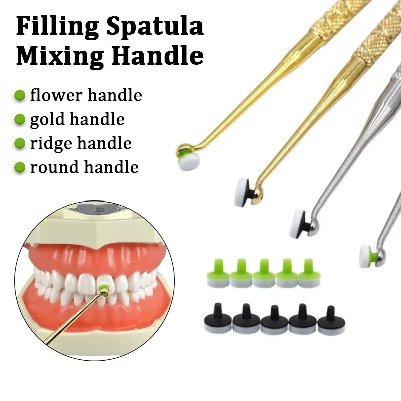 Dental Resin Filling Spatula Mixing Handle Bracket Foam Head Tool Four Types of Handles Choose