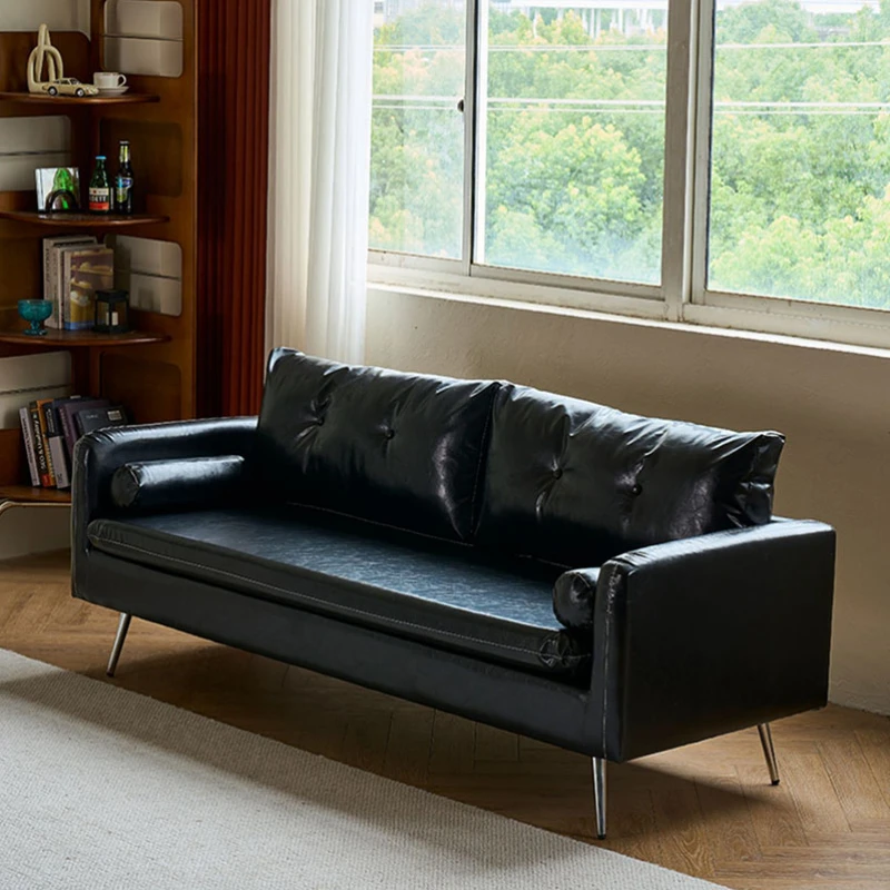 Lazzy Black Soft Unique Sofa Modern Black Comfortable Luxury Chaise Lounge Sofa Leather Nordic Salon Meuble Home Furniture