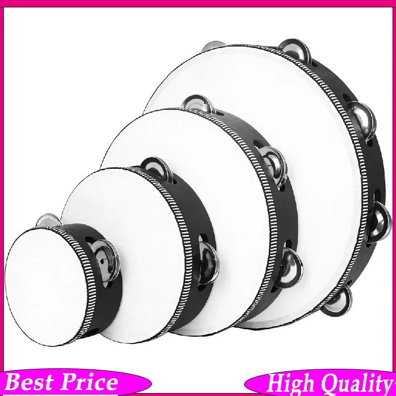 4/6/8/10 Inch Double Row Hand Cranked Percussion Kit Portable Handheld Drum Enlightenment Toy for Kids Adults Music Beginners