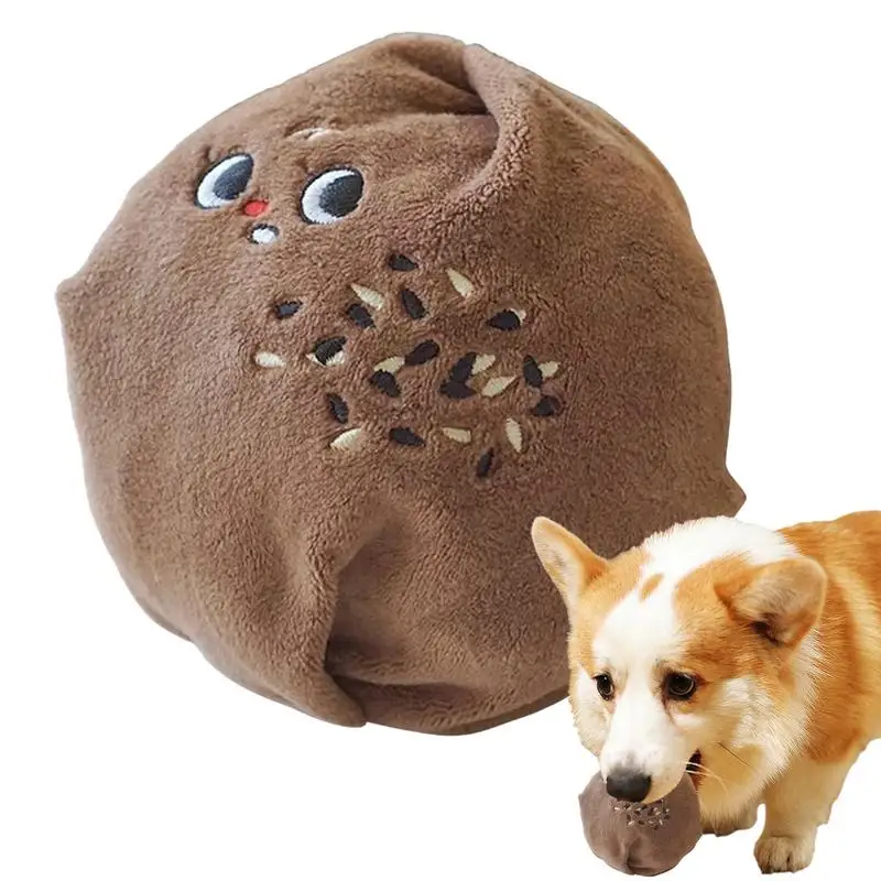 Dog Snuffle Toy Hide And Seek Puppy Toys Sesame Bread-Shaped Dog Plush Toy Snuffle Treat Game Dog Mental Stimulation Toys