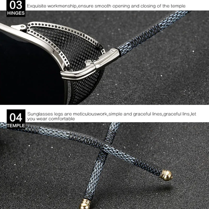 Steampunk Sonnenbrille Marke Design Männer Frauen Vintage Metall Punk Sonnenbrille UV400 Shades Brillen – Detail 7