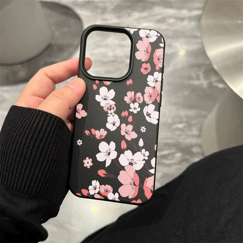 Korean Weeping Cherry Phone Case For iPhone 17 16 15 14 13 12 Pro Max 17 16 15 14 Pro 16 15 14 Plus 17Air Silicone Matte Cover - view 2