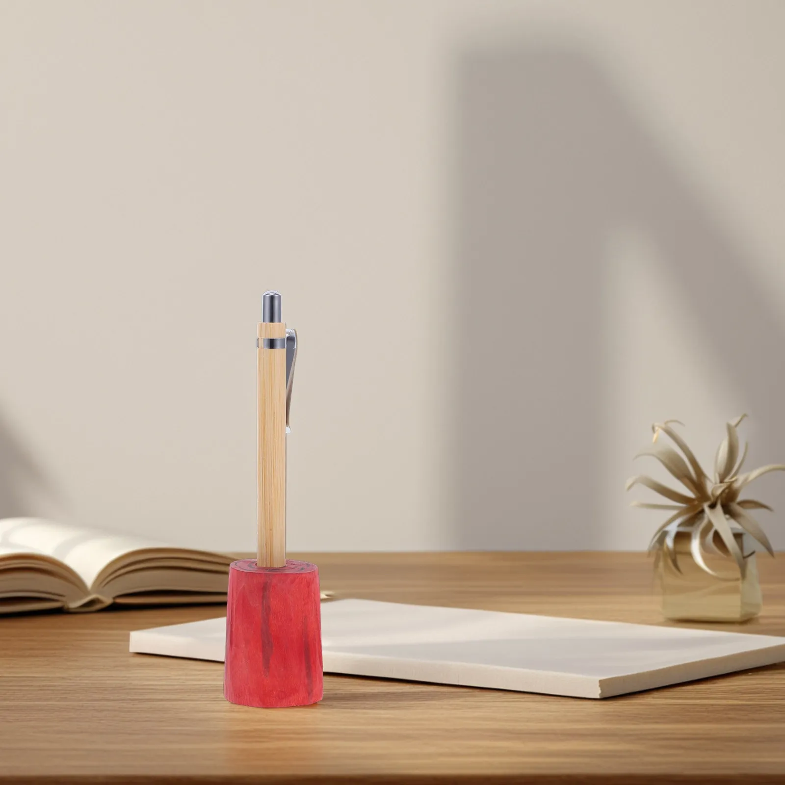 Wooden Pen Holder Desktop Simulation Tree Stump Mold Office Desk Storage Pencil Organizer Single Hole Stand Essential Accessory