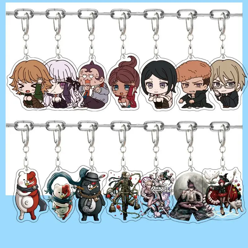 Anime Danganronpa Keychain Cartoon Naegi Makoto Togami Byakuya Komaeda Nagito Acrylic Pendant Keyring Jewelry Accessories Gifts