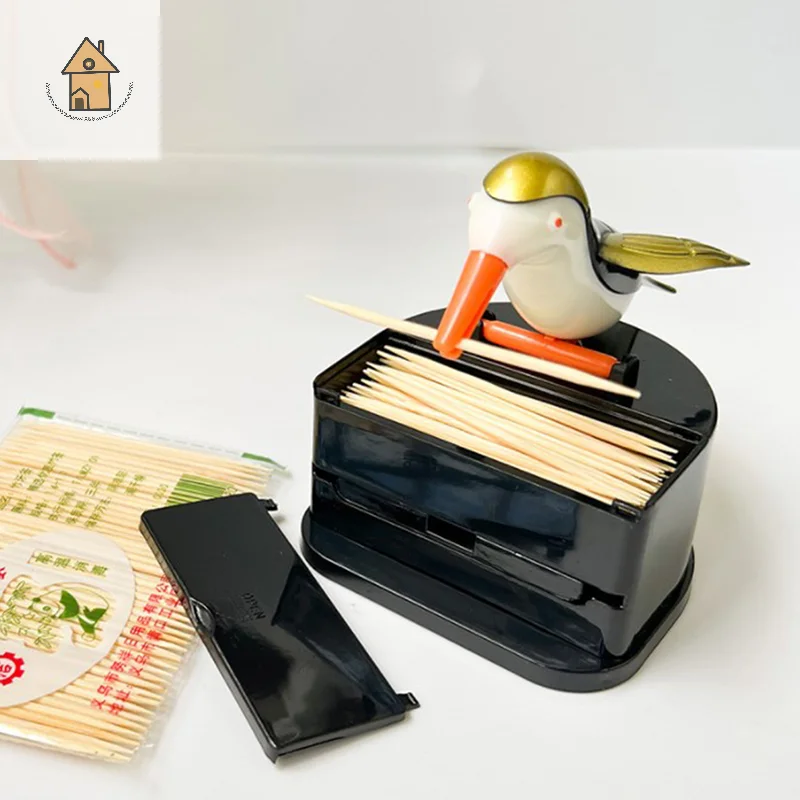 

High Quality Creative Hummingbird Toothpick Dispenser Gag Toothpick Quality Cleaning Teeth Automatic Bird Toothpick Storage Box