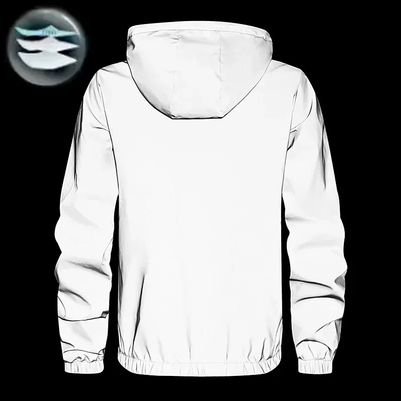 Reflective Running Jackets for Men,Tactical Jacket, Glossy Outdoor Sports Casual Men's Windbreaker Coat, Loose Waterproof Jacket