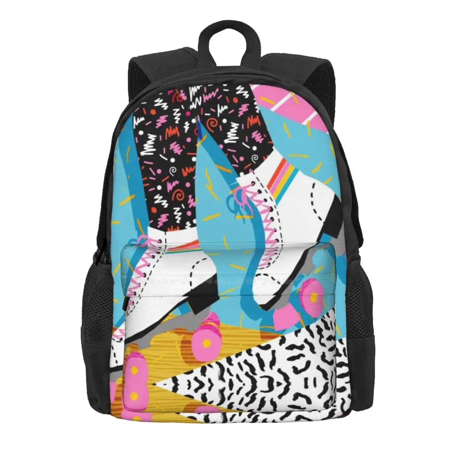 Steeze - 80S Retro Throwback Rollerskating Rink Neon Memphis 1980'S Vibes Hot Sale Schoolbag Backpack Fashion Bags Steeze Retro