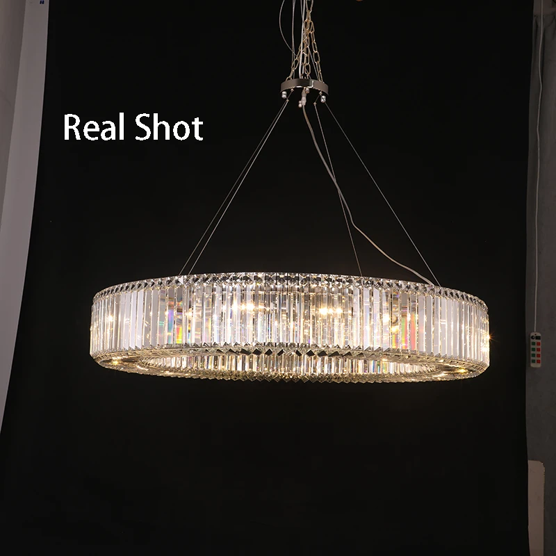 Modern Crystal Chandelier for living room diamond ring design Gold hanging crystal lamp Dining room large Ceiling light fixture