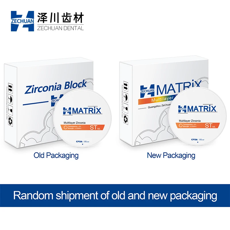 ZECHUAN MATRIX ST-ML Multilayer Zirconia Blocks 98mm System Dental Lab Fully Anatomical Crowns And Multi-unite Bridges