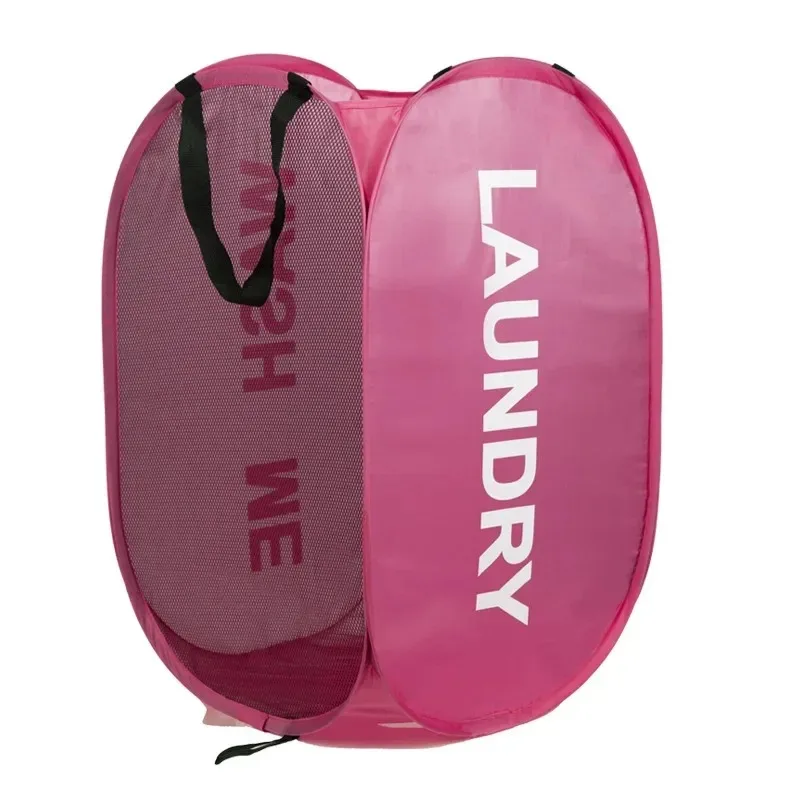 

Portable Mesh Pop Up Laundry Hamper Wide Opening Breathable Collapsible Space-Saving Laundry Basket Dorm Travel Bathroom Items