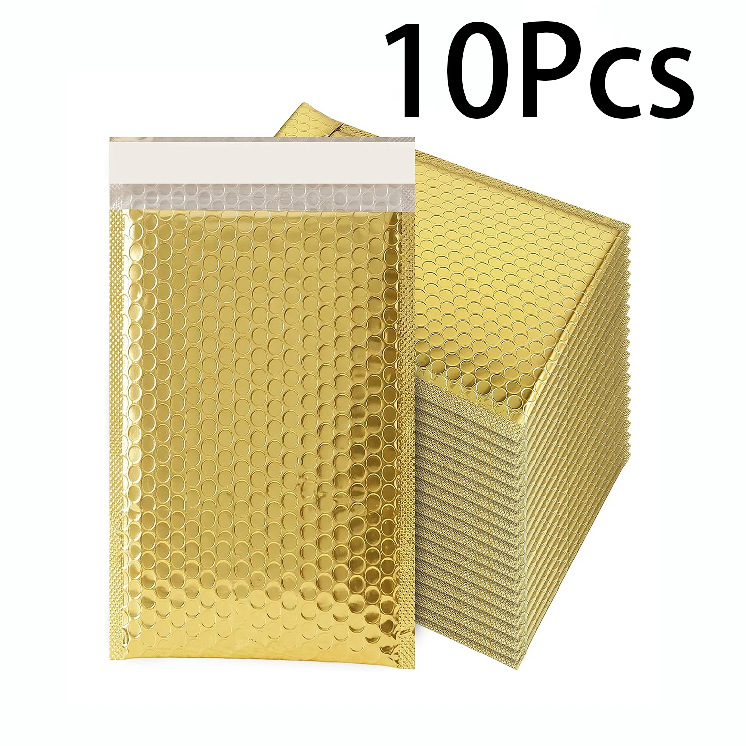 10Pcs Golden Bubble Mailers Metallic Padded Self Seal Waterproof Shockproof Mailing Bags Small Business Gift Shipping Packaging