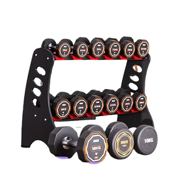 

YY Fixed Dumbbell Set Combination Full Set Plastic Coated Pure Steel Dumbbell Rack