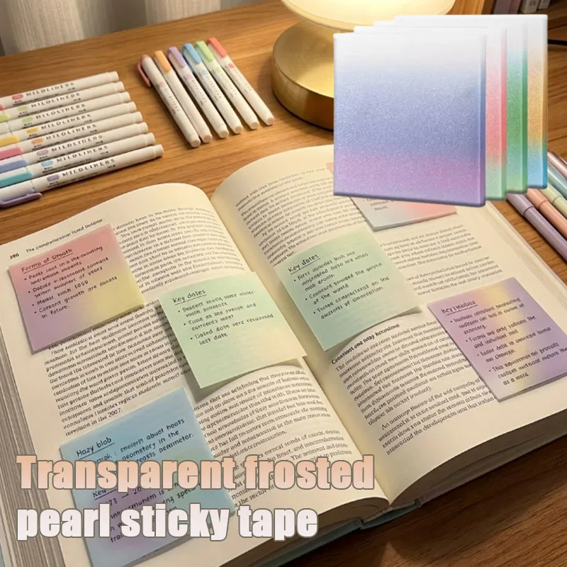 1-10Bags Frosted Sticky Notes Set Strong Stick Quick Dry Water Resistant Transparent Pearl Memo Pad for Back To School Study