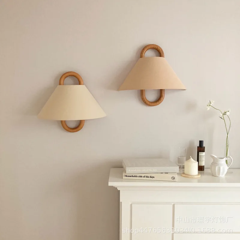 Vintage Wall Light Wabi Sabi Style Entryway Hallway Living Room Bedroom Bedside Light Ins Homestay Beech Solid Wood Wall Lamp