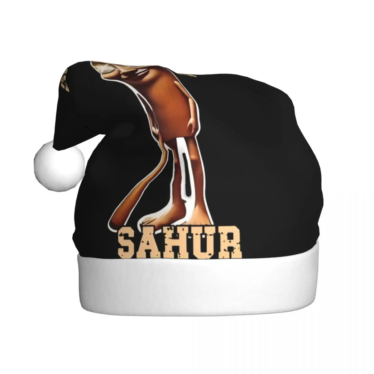 Tung Tung Tung Sahur Funny Christmas Hat for Adult Men Women Italian Brainrot Santa Hat Cap Christmas Party Decoration Gift
