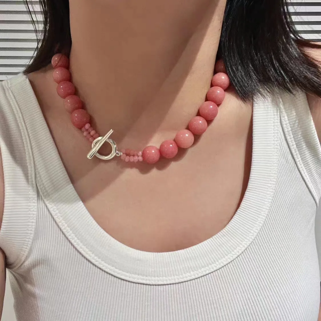 

Jenny&dave Pink Bead Necklace Collarbone Chain Fashion Pendant Jewelry Necklace Necklaces For Women
