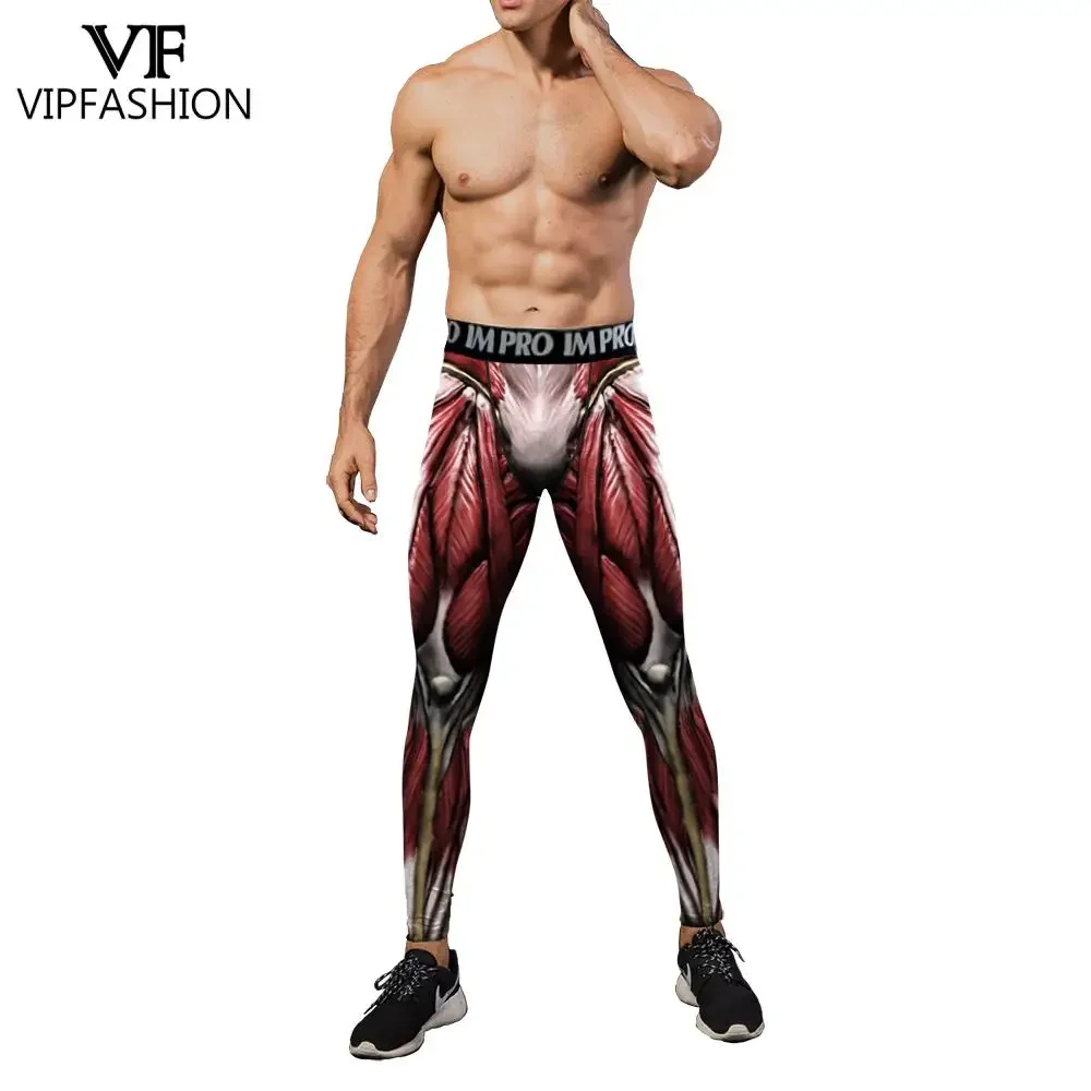 VIP FASHION 3D Muskel Gedruckt Kompression Leggings Gym Kleidung Männer Laufhose Jogging Hosen Anime Party Cosplay Kostüm
