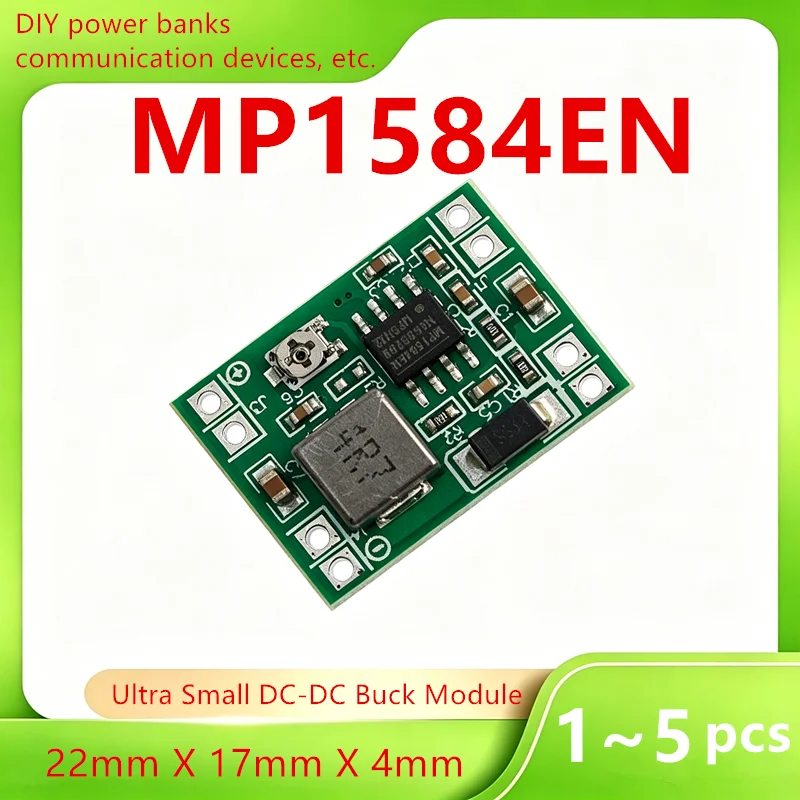 1/3/5PCS MP1584EN DC-DC Buck Module 3A Adjustable Voltage Converter Ultra Small Size for DIY Power Supply Project