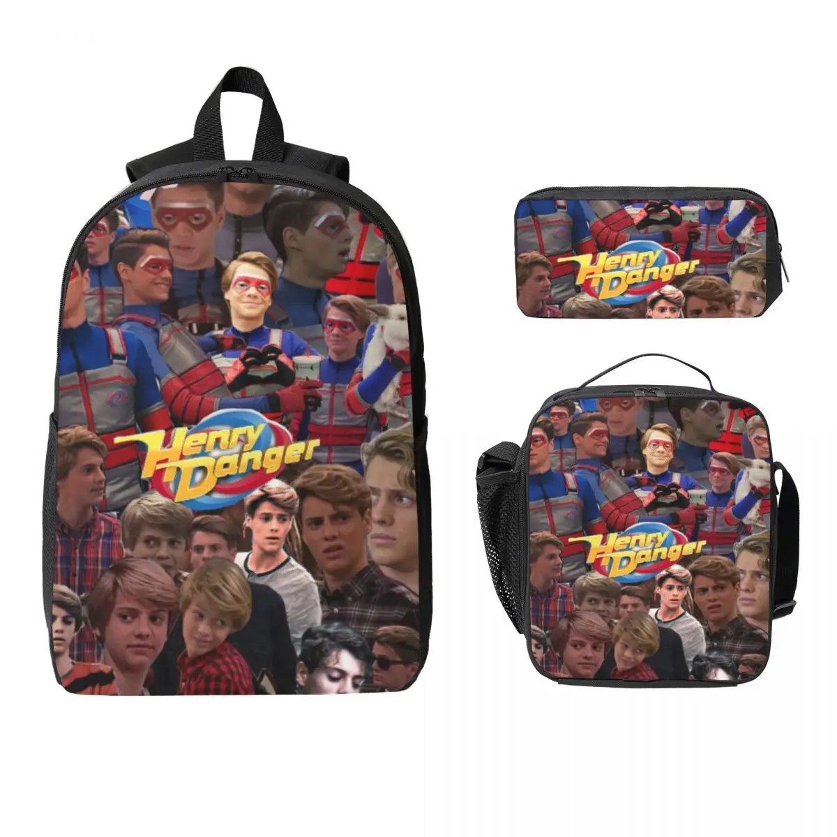 

Captain Henry And Kid Danger Kids Backpack Lunch Box Pen Bags for Boys Girls Backpacks School bag Bookbag Set