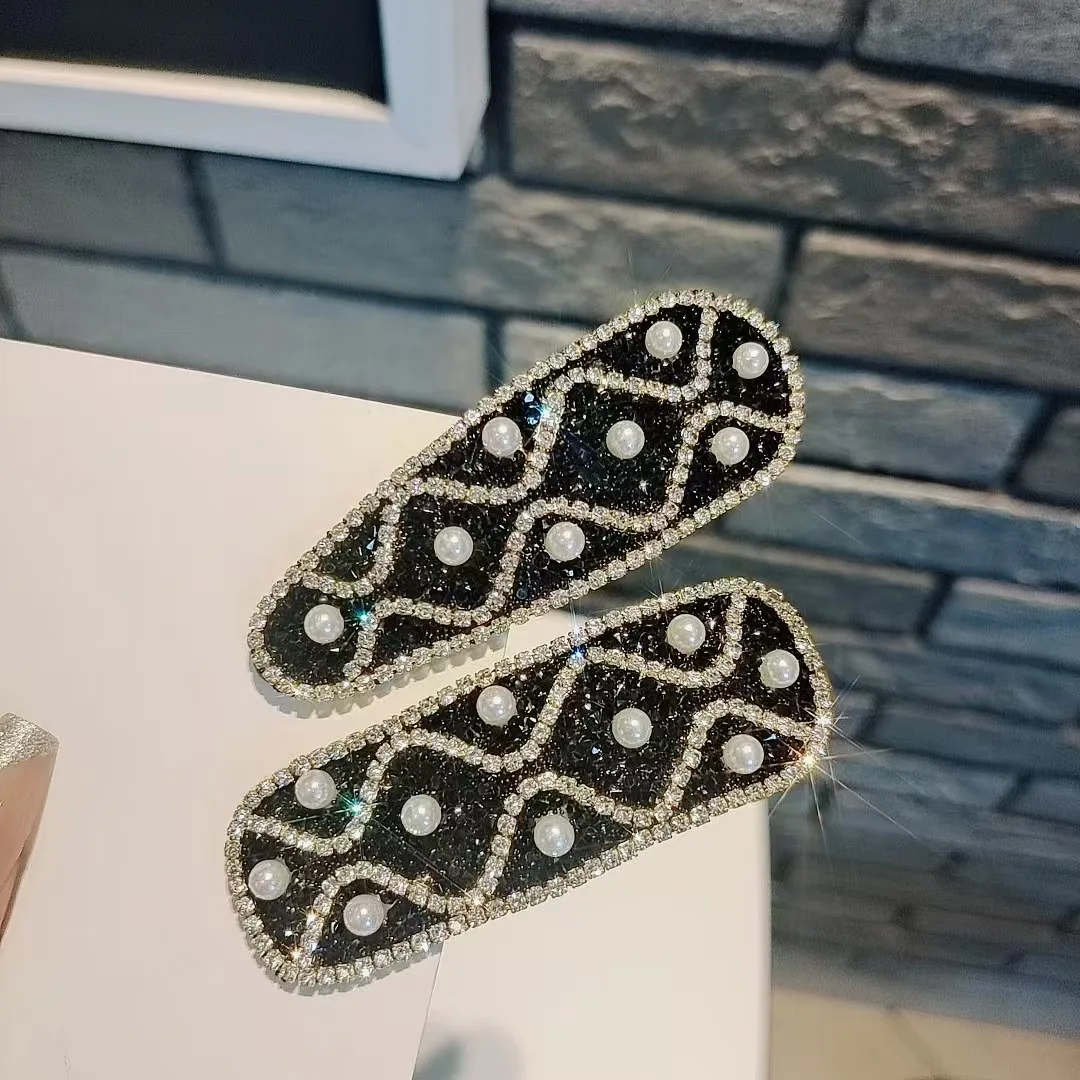 Новая заколка для волос с жемчугом и кристаллами, квадратная милая заколка для волос с жемчугом для женщин и детей