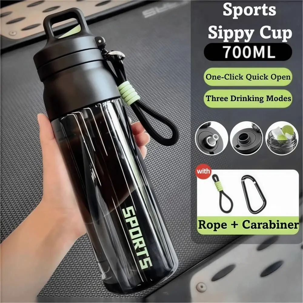 

700ML Sports Straw Cup Portable Heat-Resistant Cycling Water Bottle with Hanging Buckle Large Capacity Student Water Cup