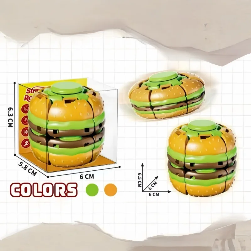 3D Printed Rotating Burger With One Click Deformation Rotating Ball Smooth Rotation Pressure reducing gyroscope Toy