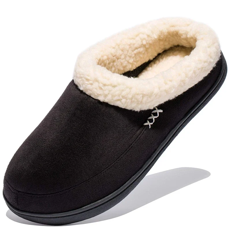 Men Winter Warm Fur Slippers House Non-Slip Soft Shoes Men Comfort Flat Heel Slides Home Indoor Bedroom Zapatillas Casa Mujer