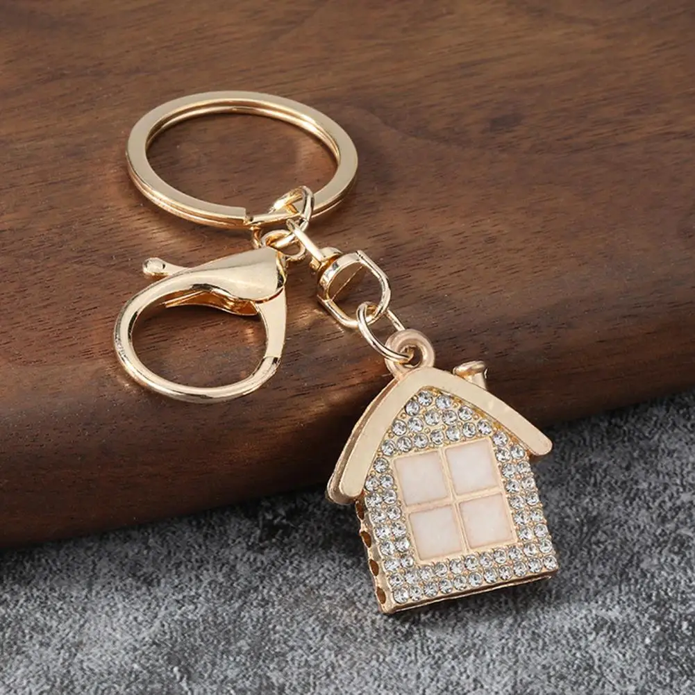 Rhinestone Keychain Pendant Anti-oxidation Keychain Accessory 3d Cabin Keychain Pendant with Lobster Clasp Anti-oxidation Key